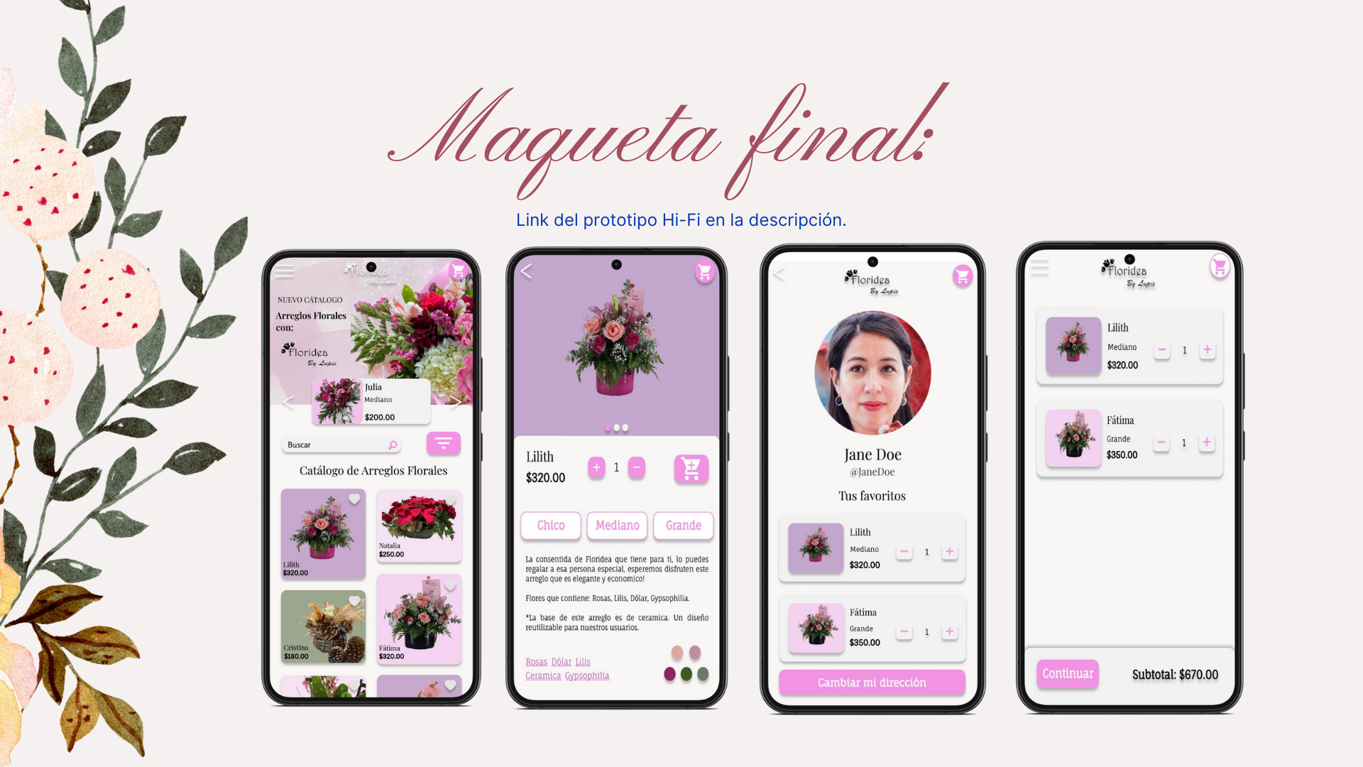 Imagenes de celulares con las paginas de la aplicacion en floridea